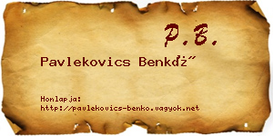 Pavlekovics Benkő névjegykártya